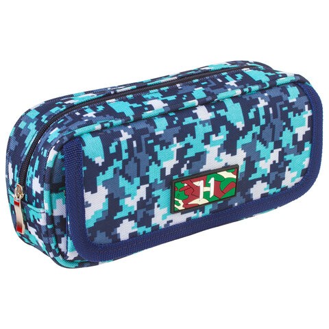 Пенал-косметичка 1 отделение Military синий 228991 Brauberg