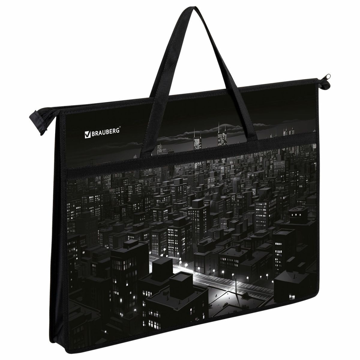 Папка А3 1 отделение на молнии с ручками Ночной город 273410 Brauberg