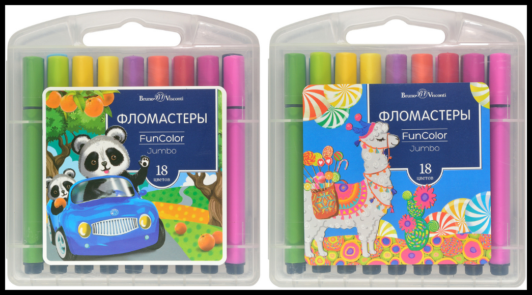 Фломастеры 18цв джамбо в пластиковом пенале FunColor 32-0042 Bruno Visconti