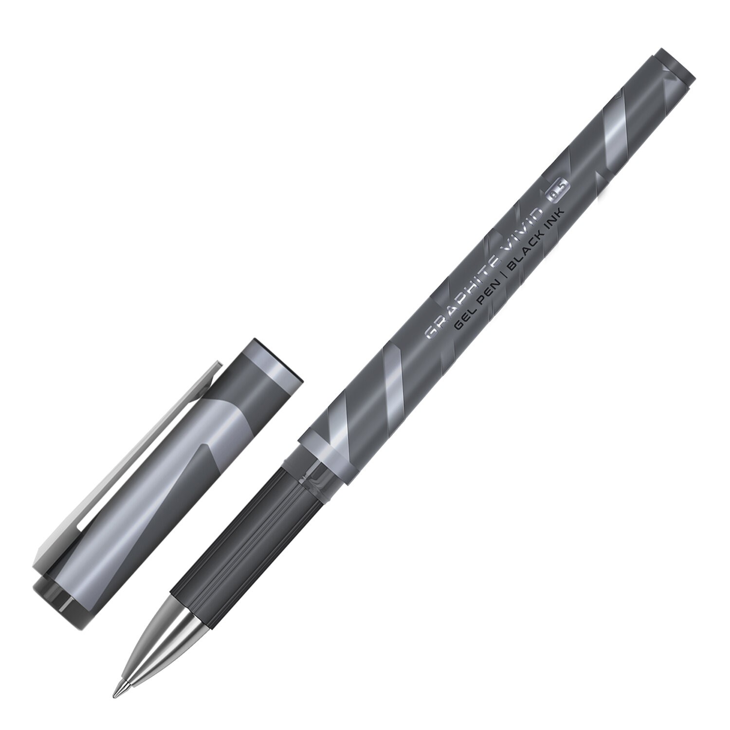 Ручка гелевая 0,5мм черная Graphite vivid 144542 Brauberg