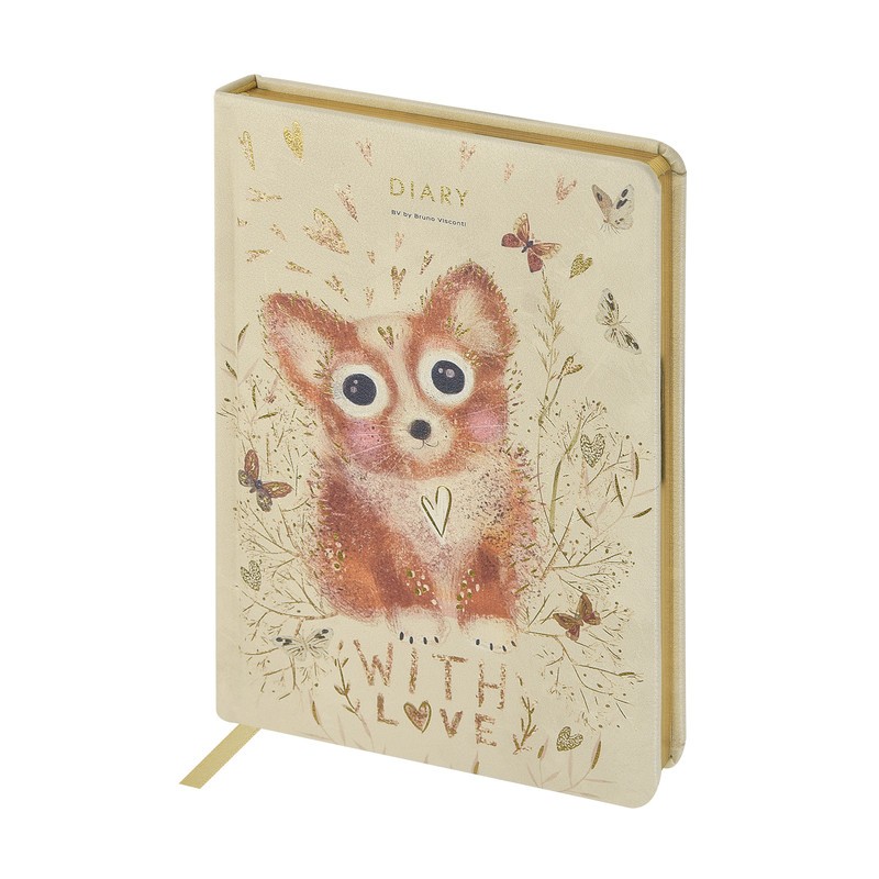 Ежедневник недат. А5 искусственная кожа, золотой срез Love me Щеночек 3-744/16 Bruno Visconti