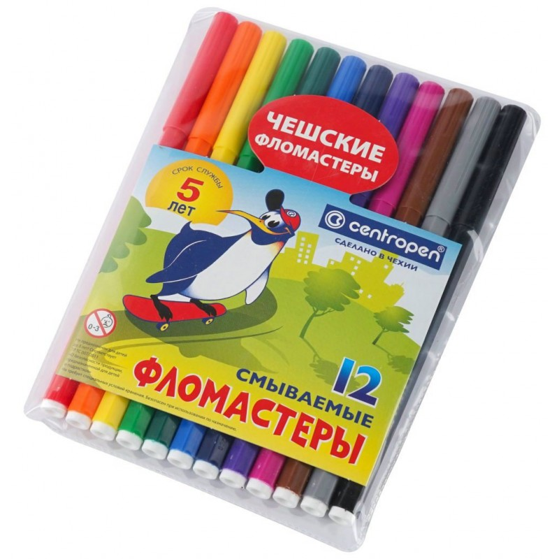 Фломастеры 12цв Пингвин блистер 7790/12 Centropen
