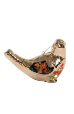 Новогоднее украшение подвесное Птичка золото из фарфора 94943 Феникс-Презент