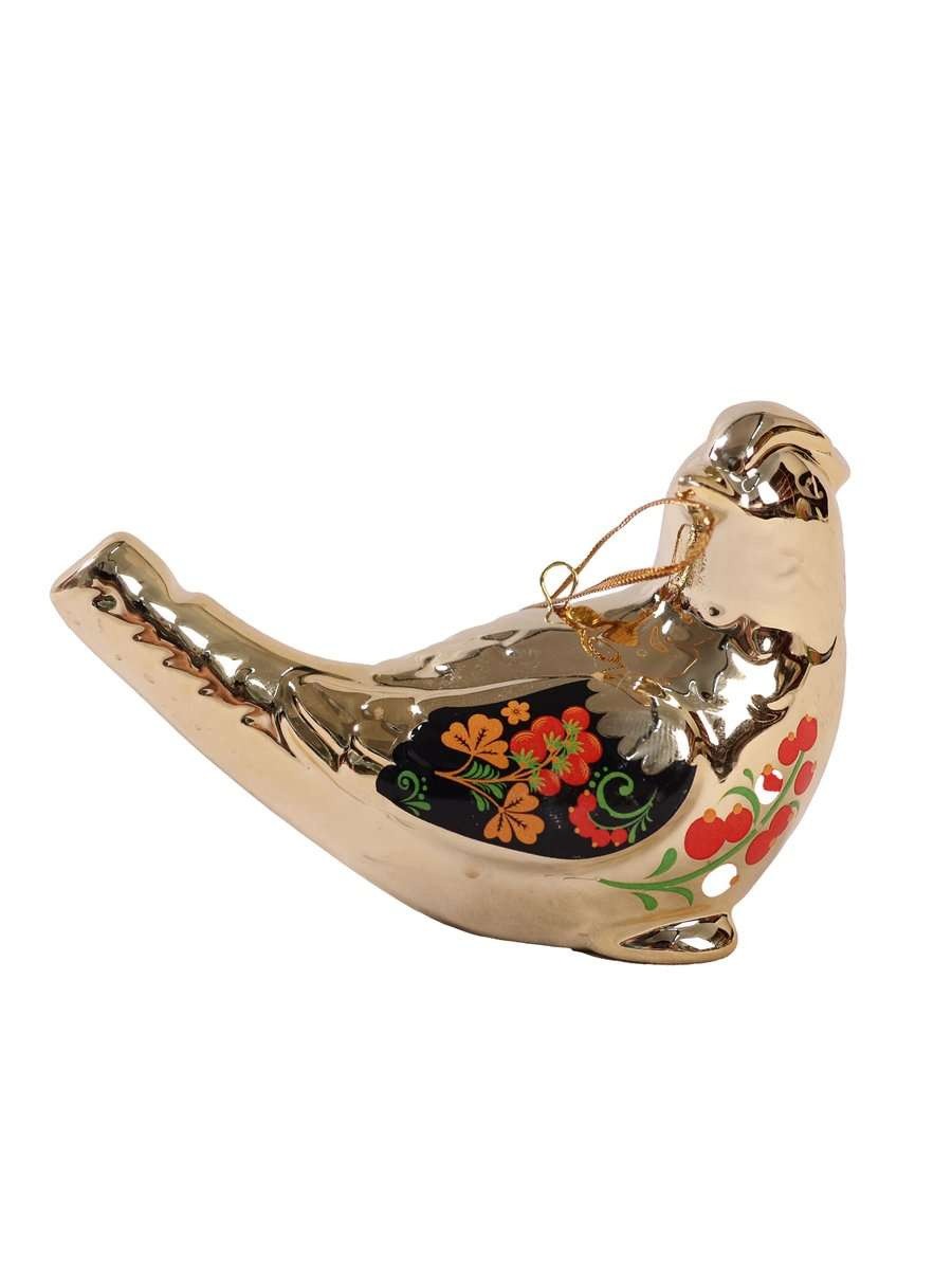 Новогоднее украшение подвесное Птичка золото из фарфора 94943 Феникс-Презент