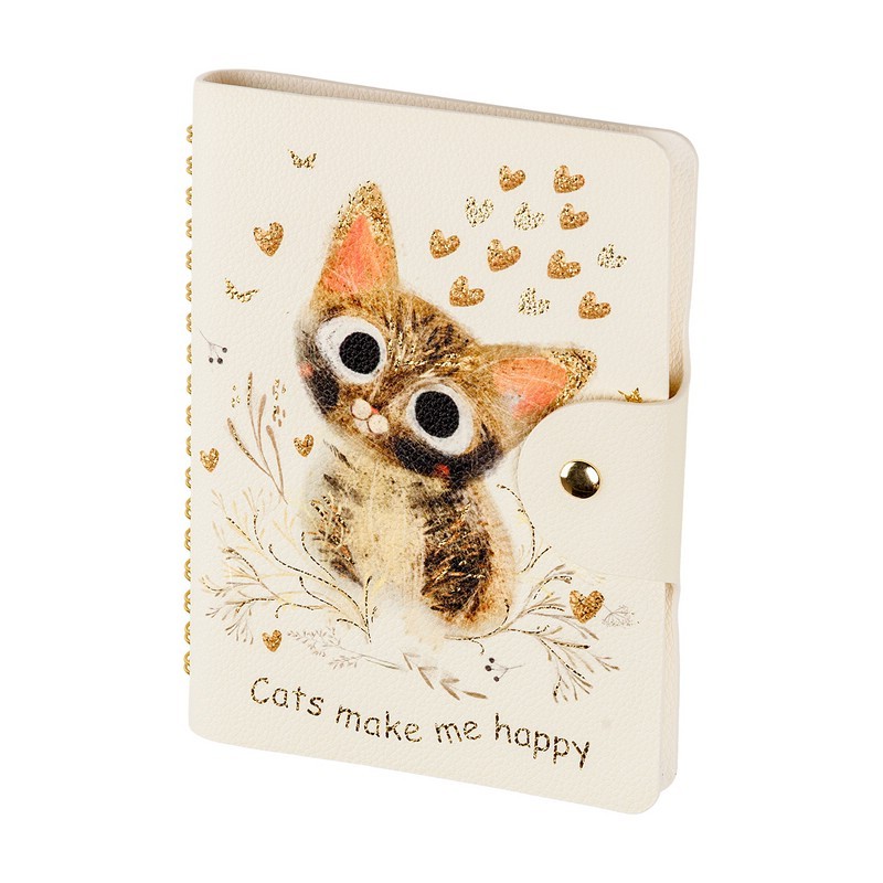 Ежедневник недат. А6 искусственная кожа, на кнопке Love me Милый котик 3-812/09 Bruno Visconti