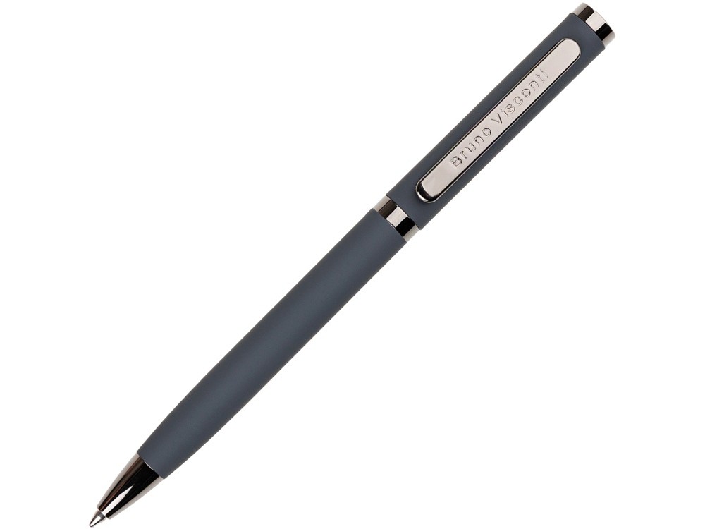 Ручка шариковая подарочная 1мм синяя, поворотный механизм, корпус серый, чехол FIRENZE 20-0336-16 Bruno Visconti