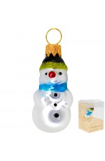 Елочная игрушка стекло мини серия Снеговик h-6см в упаковке ФУП-1801