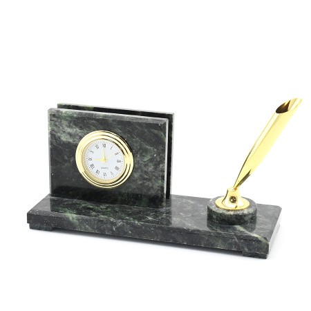 Часы из змеевика с визитницей (квадрат) 160*60*75мм 1317081