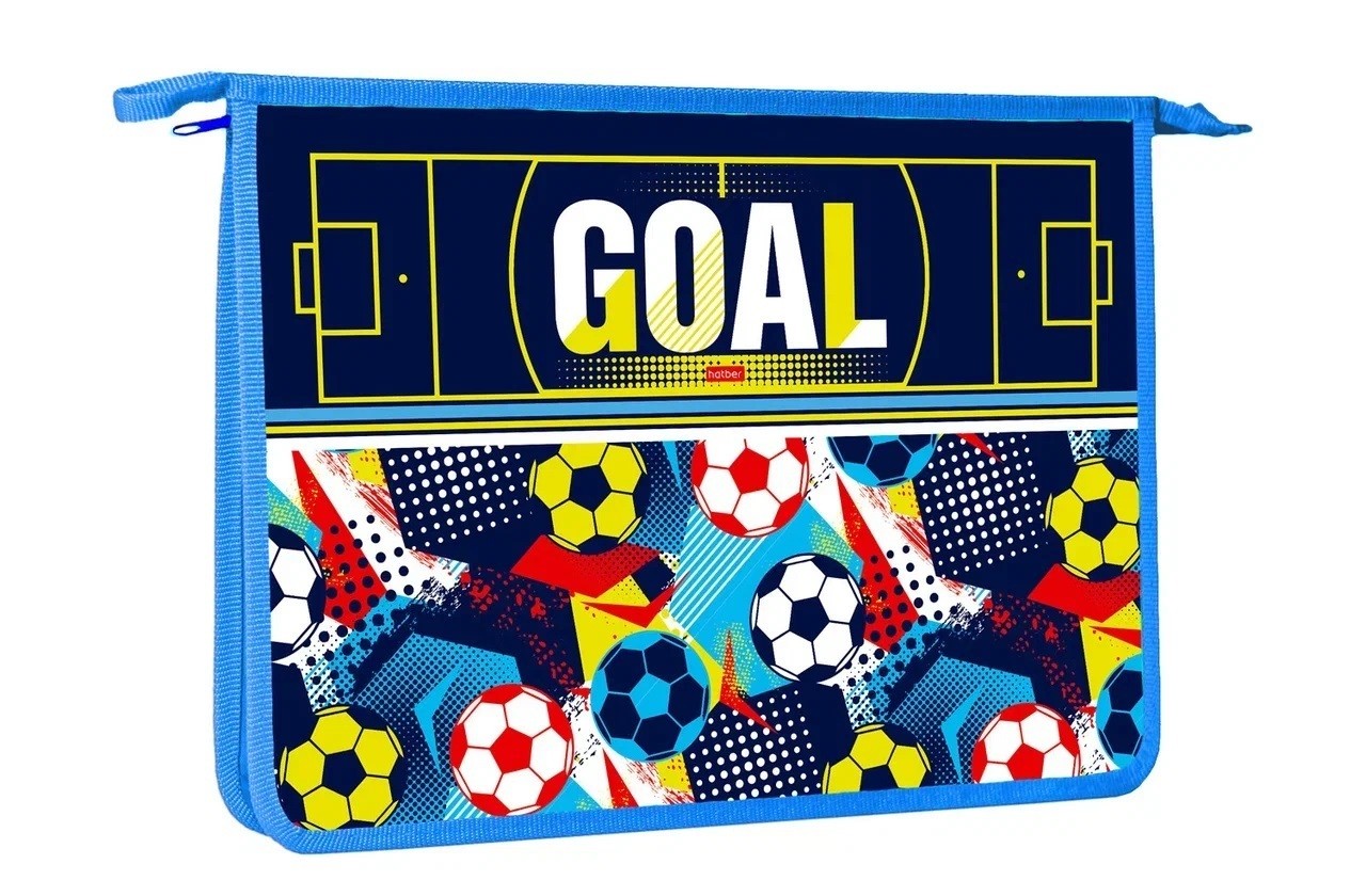 Папка для тетрадей А4 34х24см на молнии Goal! расш. 7,5см 2отд. 61056 AMc_61056 Хатбер 079285