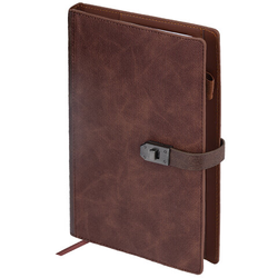 Ежедневник недат А5 160л исккожа застёжка корич Сириус 116211 Brauberg