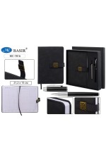 Набор подар Ежедневник недатА5 исккожа черн ручка стержень 7816 Basir