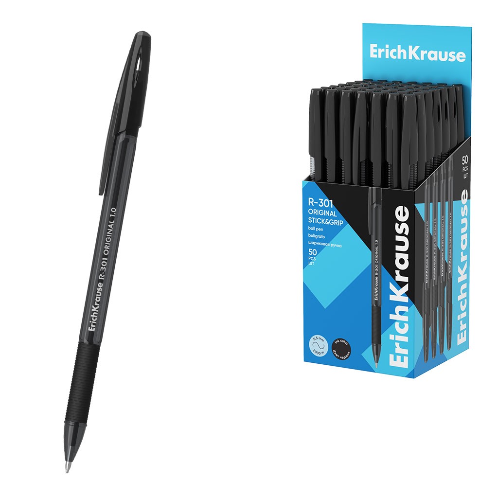 Ручка шар 1 0мм черн R-301 Stick&Grip Original 60973 Erich Krause