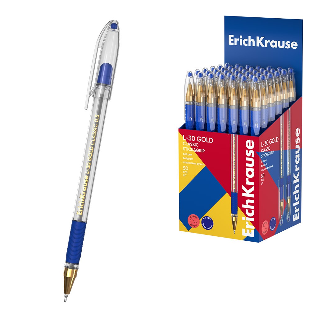 Ручка шар 0 5мм синигольчстержгрип L-30 Gold Classic 63115 Erich Krause