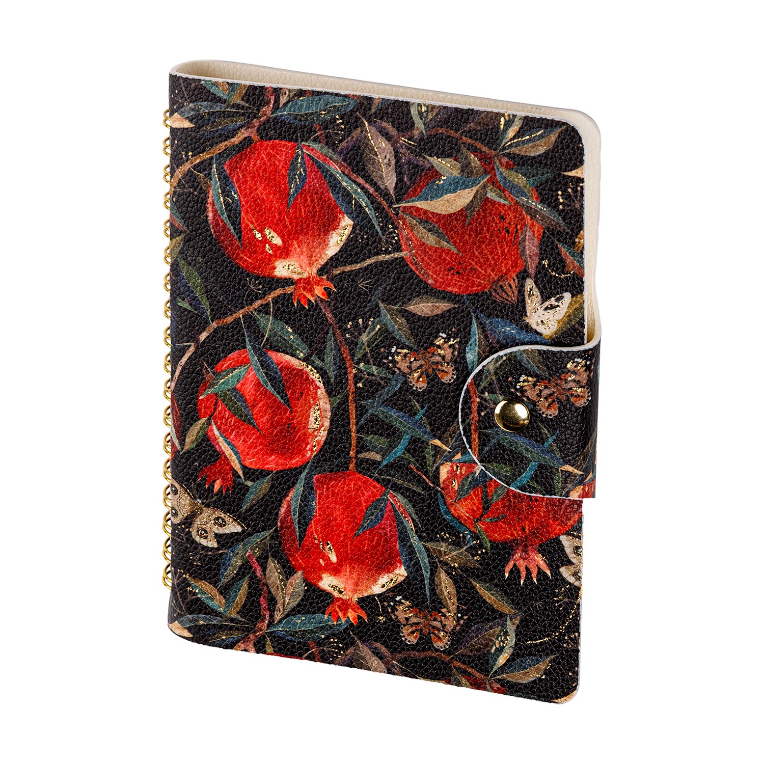 Ежедневник недат А6 исккожа на кнопке Флора Гранат 3-812/06 Bruno Visconti