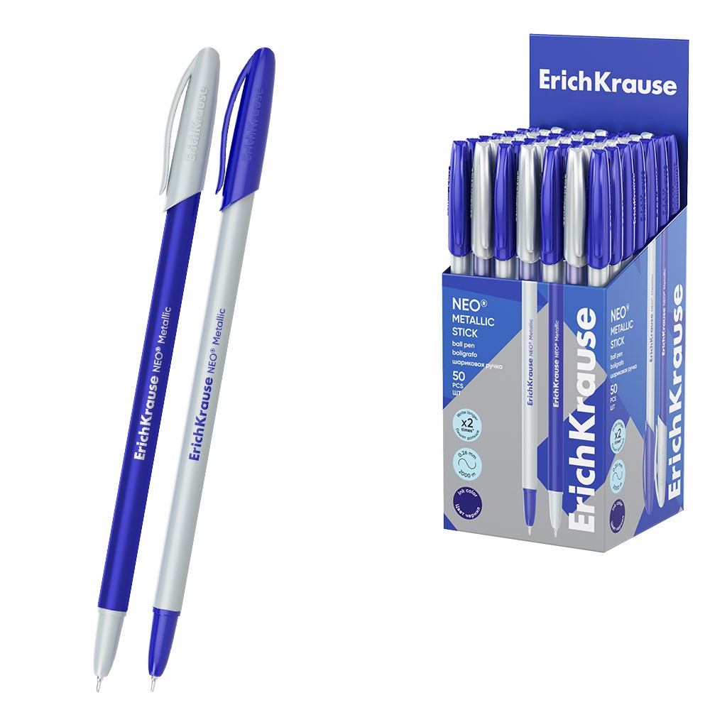 Ручка шар 0 7мм син Neo Stick Metallic 61009 Erich Krause