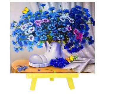 Мозаика алмаз с мольберт 21х25см Букет васильков М-10382 MAZARI