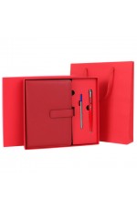 Ежедневник в подар наборе 5 в 1 под кожу 160 л красн 116851 Braub