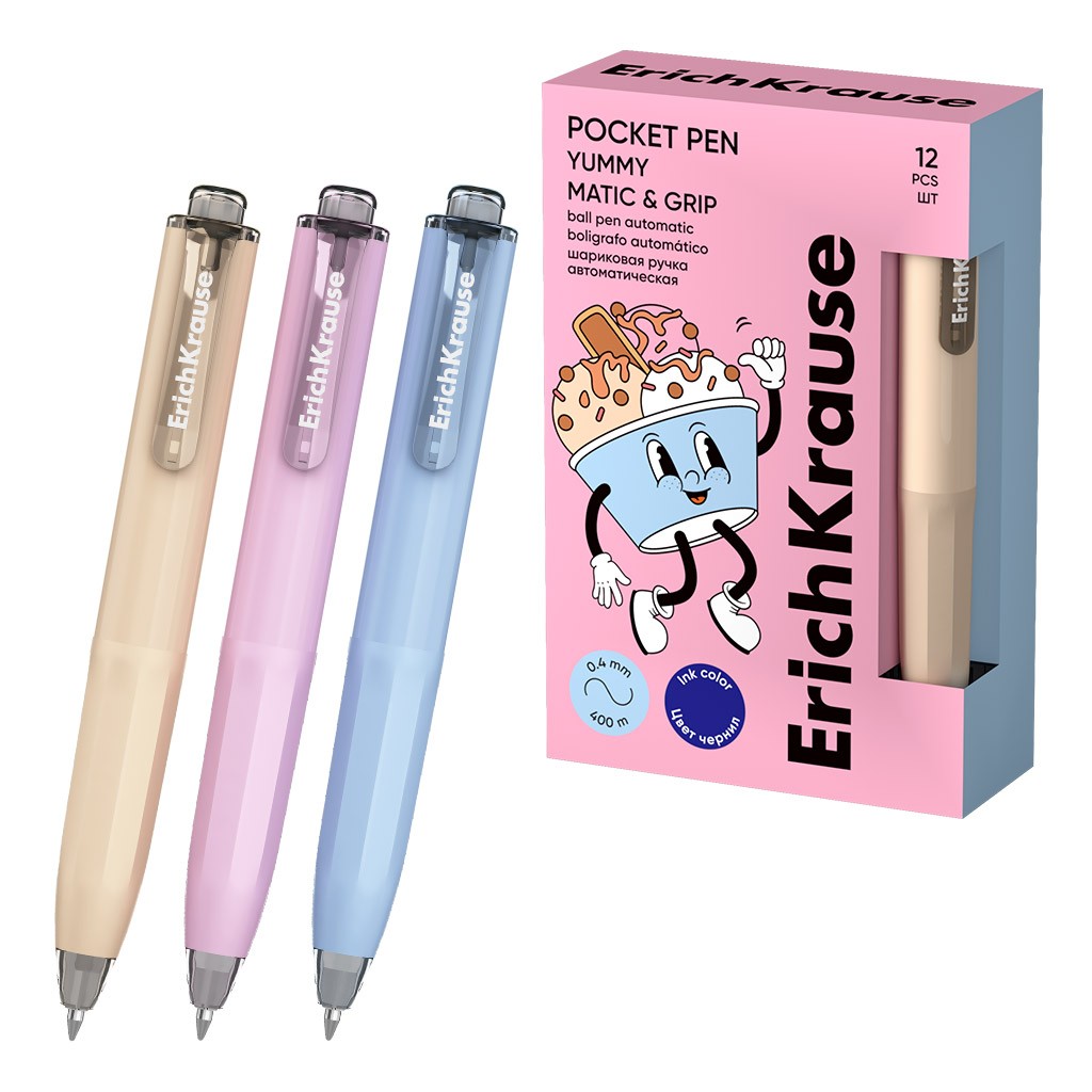 Ручка шаравт 0 5мм син резупор Poсket Pen Yummy 63685 Erich Krause
