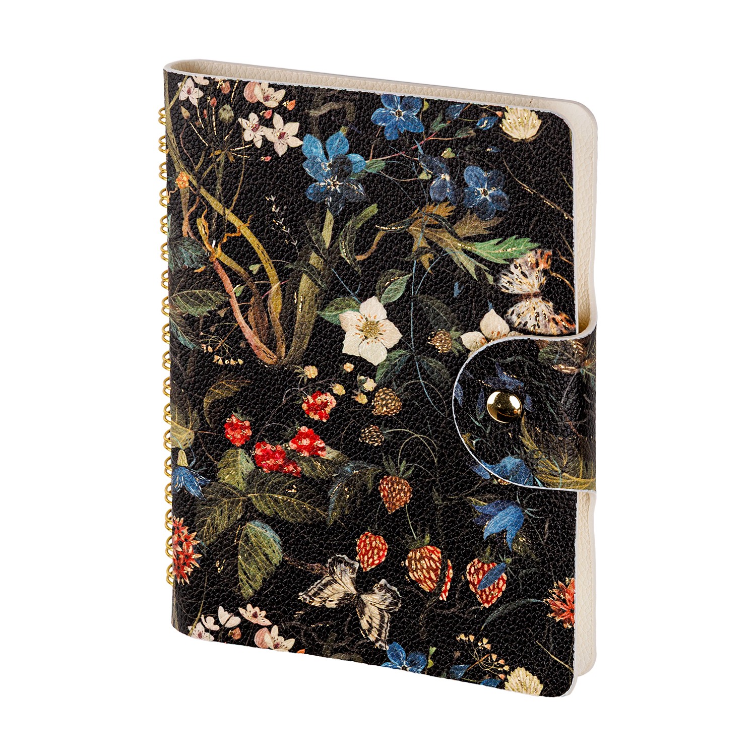 Ежедневник недат А6 исккожа на кнопке Flora Лесные ягоды 3-812/05 Bruno Visco