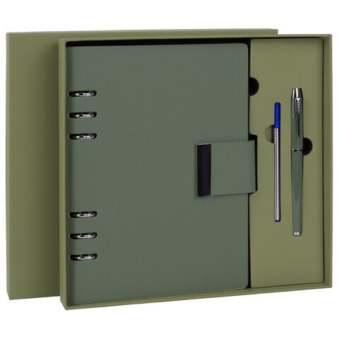 Набор подар Ежедневник недатА5 исккожа ручка стержень зел Lux 116858 Braube