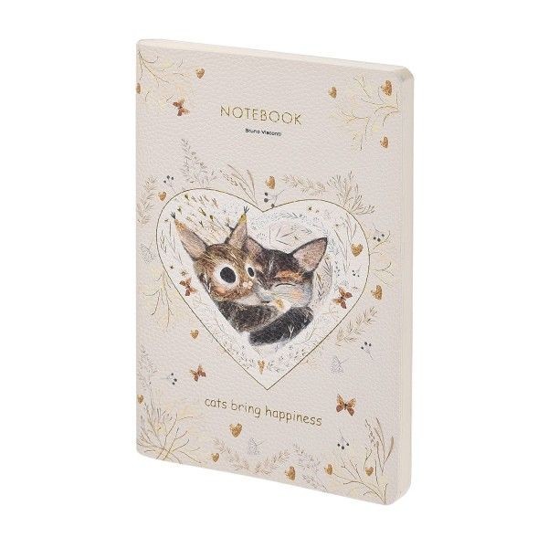 Записная книжка А6 60л лин исккожа Котики приносят счастье 7-60-1316/09 Bruno