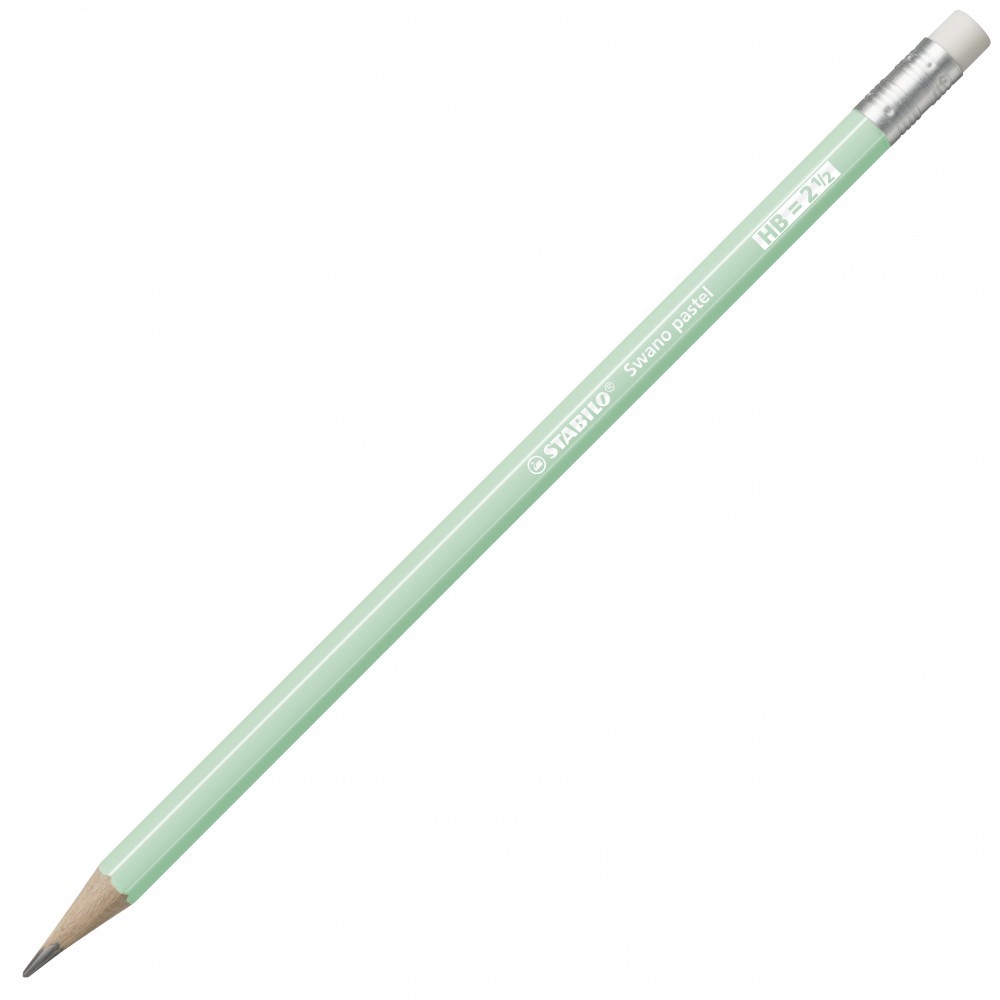 КАРАНДАШ Ч/ГР С ЛАСТИКОМ STABILO Swano Pastel 4908, ШЕСТИГРАННЫЙ, HB, КОРПУС ПАСТЕЛЬ ЗЕЛЕНЫЙ