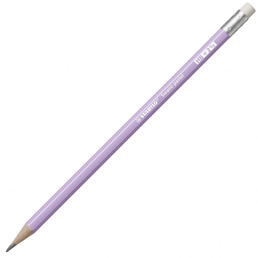 КАРАНДАШ Ч/ГР С ЛАСТИКОМ STABILO Swano Pastel 4908, ШЕСТИГРАННЫЙ, HB, КОРПУС ПАСТЕЛЬ ФИОЛЕТОВЫЙ