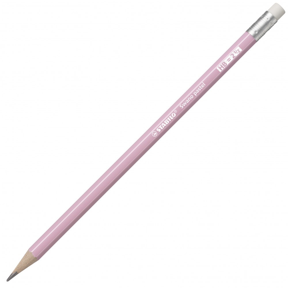 КАРАНДАШ Ч/ГР С ЛАСТИКОМ STABILO Swano Pastel 4908, ШЕСТИГРАННЫЙ, HB, КОРПУС ПАСТЕЛЬ РОЗОВЫЙ