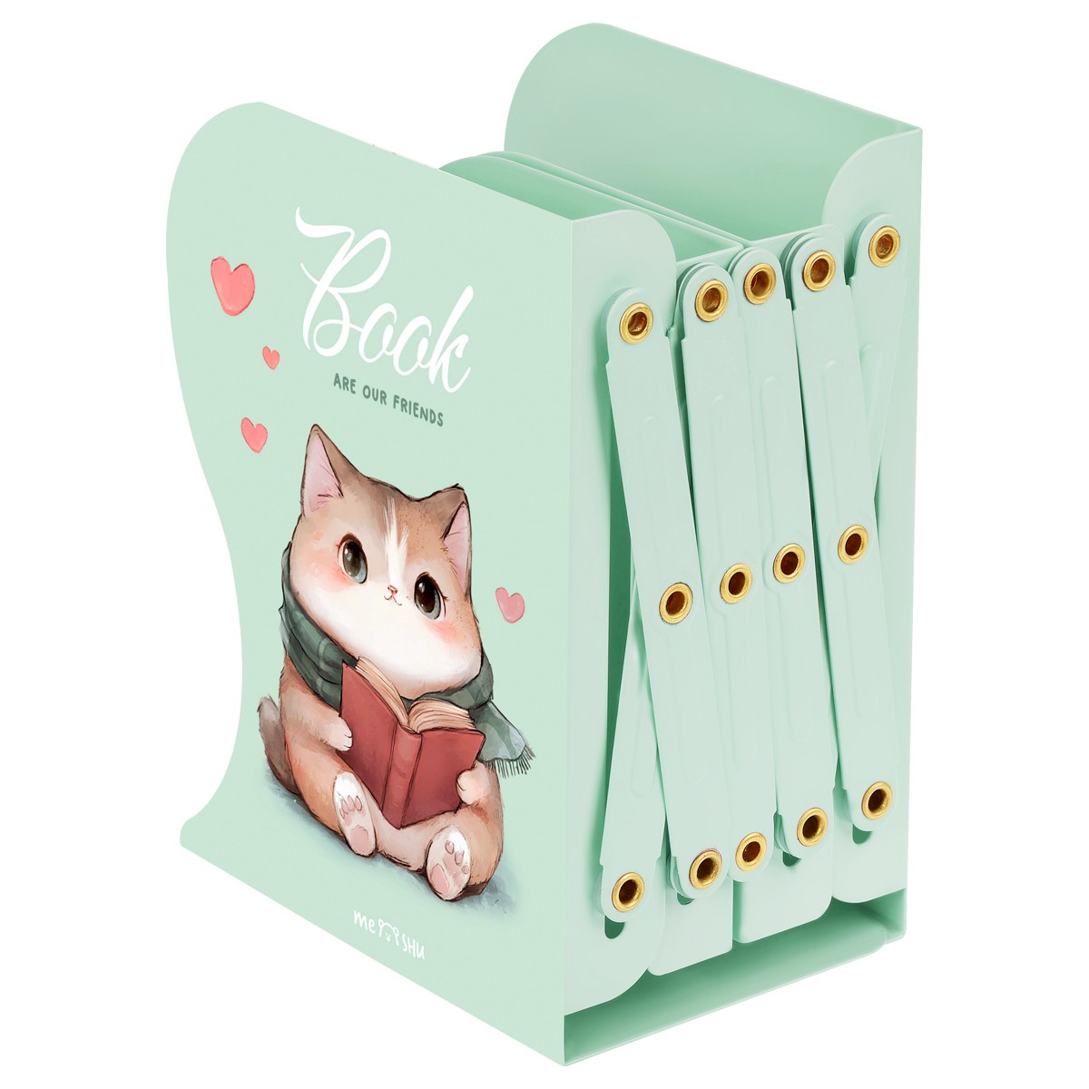 Подставка для книг MESHU Dear Friend, металлическая, 3 отделения, раздвижная