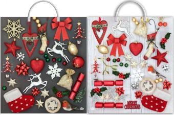 Пакет п/э с пластик ручкой Коллаж сталь и беж