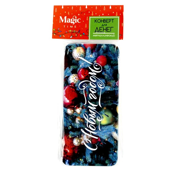 Коробка подар мет д/денег Еловая ветка 88526 Феникс-Презент