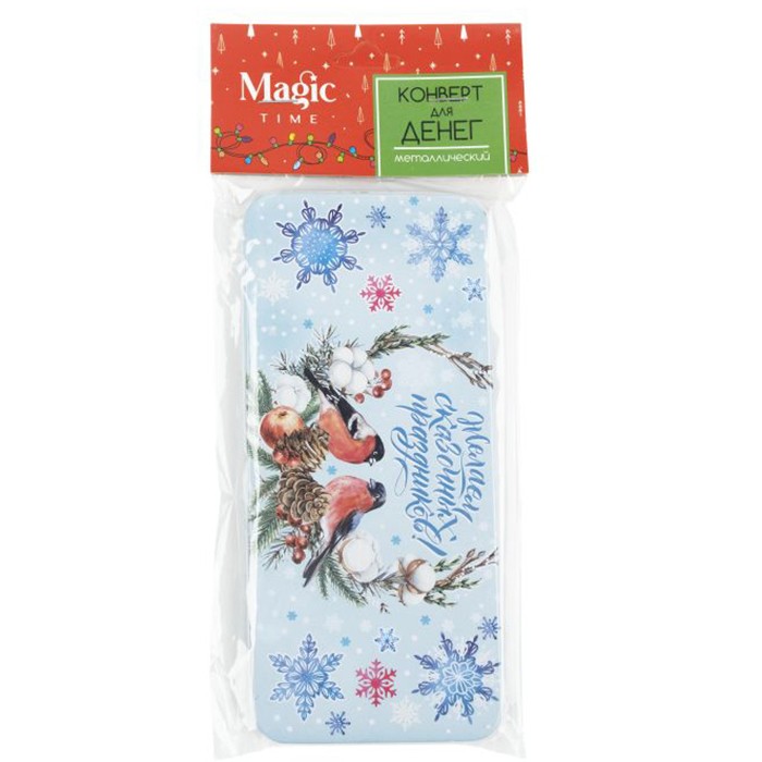 Коробка подар мет д/денег Снегири 88528 Феникс-Презент