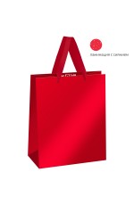 Пакет подарочный 18*23*10см MESHU Red/Красный, ламинация с блестками