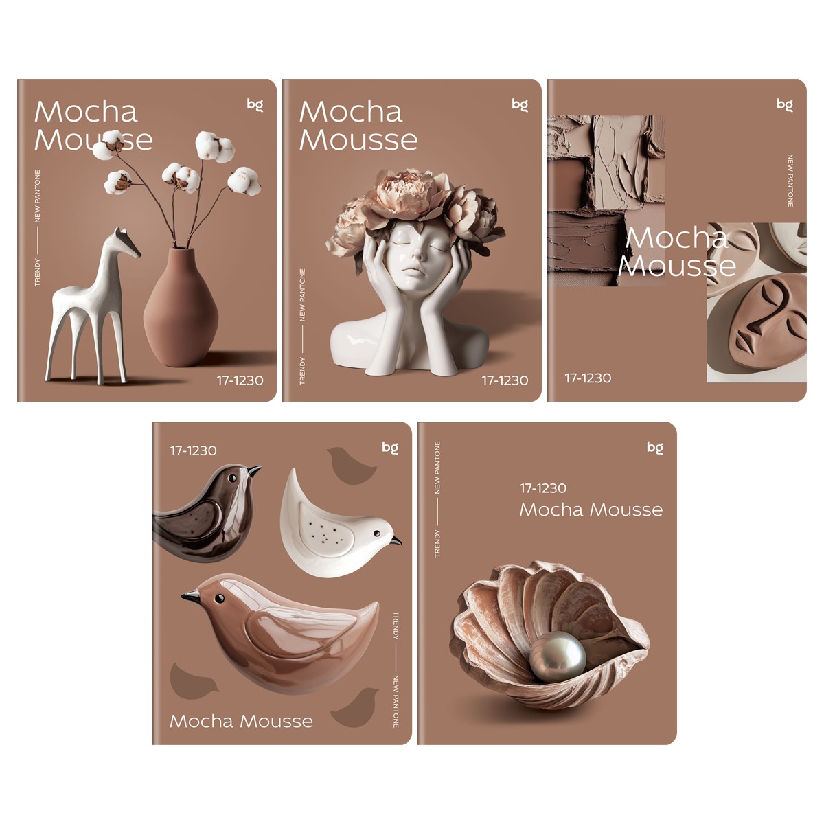Тетрадь 48л., А5, клетка BG Mocha mousse, soft-touch ламинация