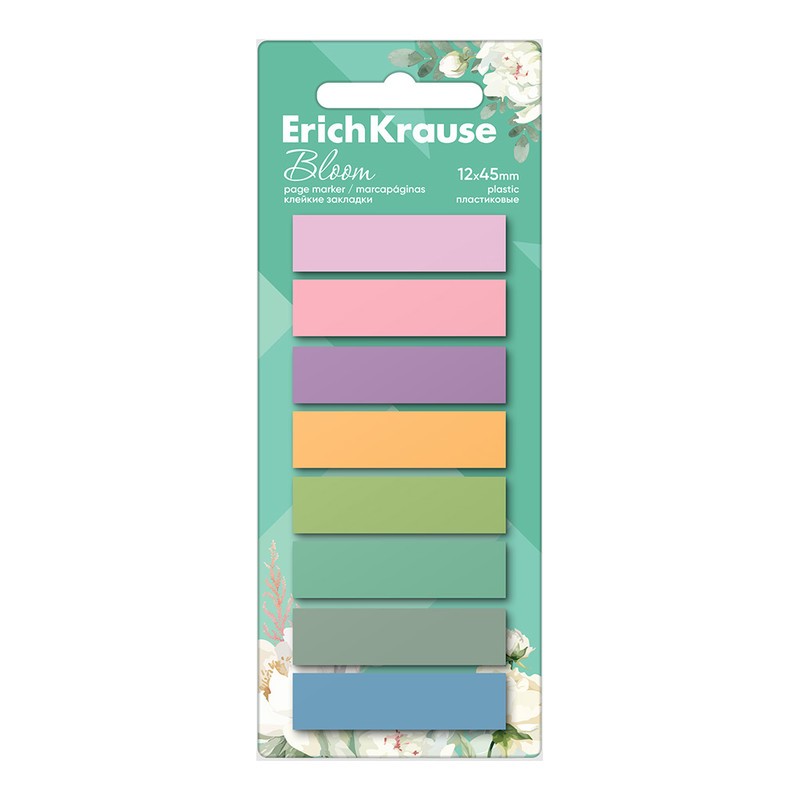Стикеры -закладки пласт 12*45мм 8цв Bloom 61560 Erich Krause