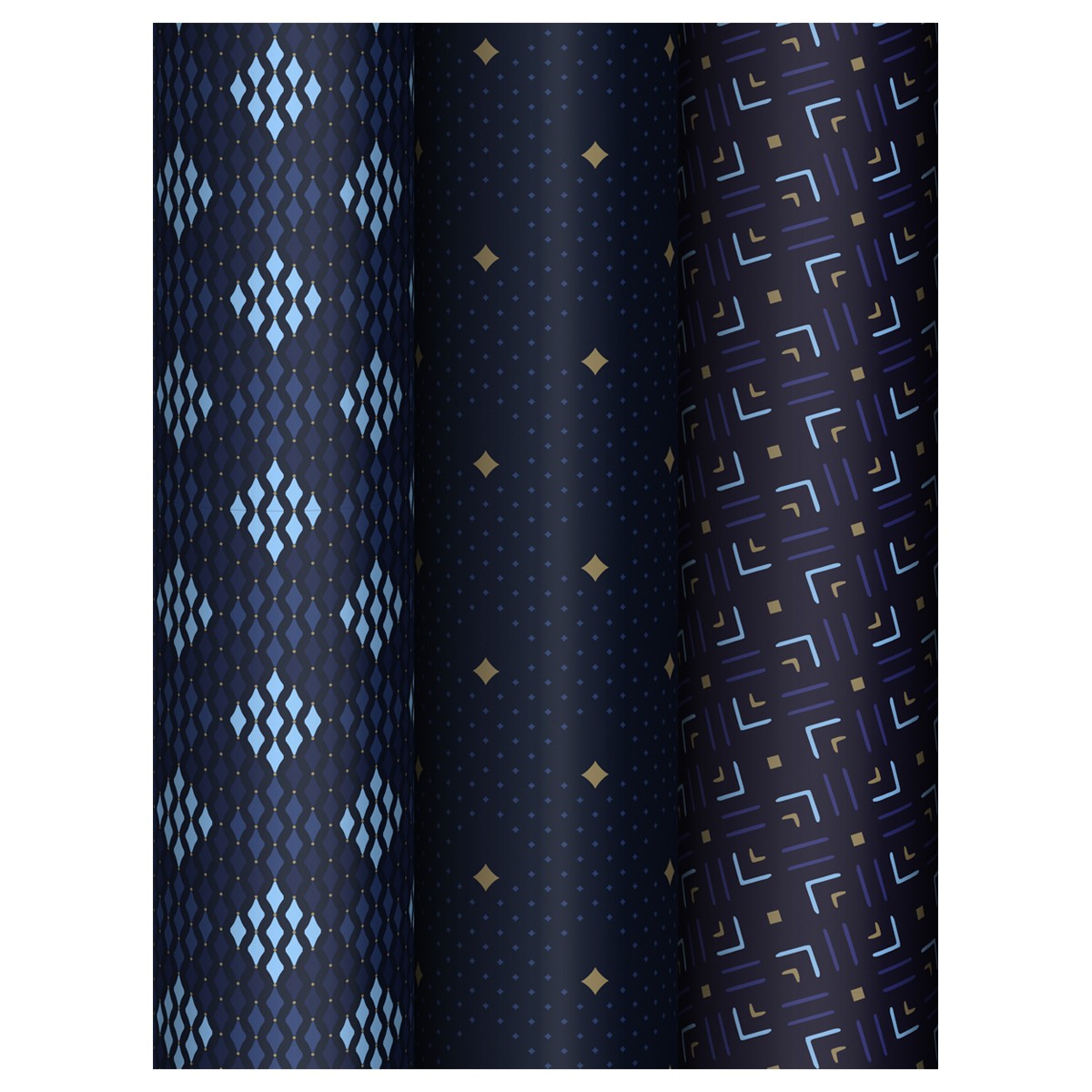 Упаковочная бумага глянц. 70*100см, MESHU Strict pattern, 80 г/м2, ассорти, 3 дизайна