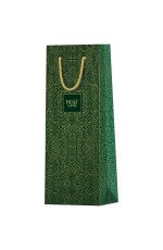 Пакет подарочный 12*36*8,5см MESHU Strict pattern/Строгий узор, матовое ламинирование, отд.фольгой, под бутылку