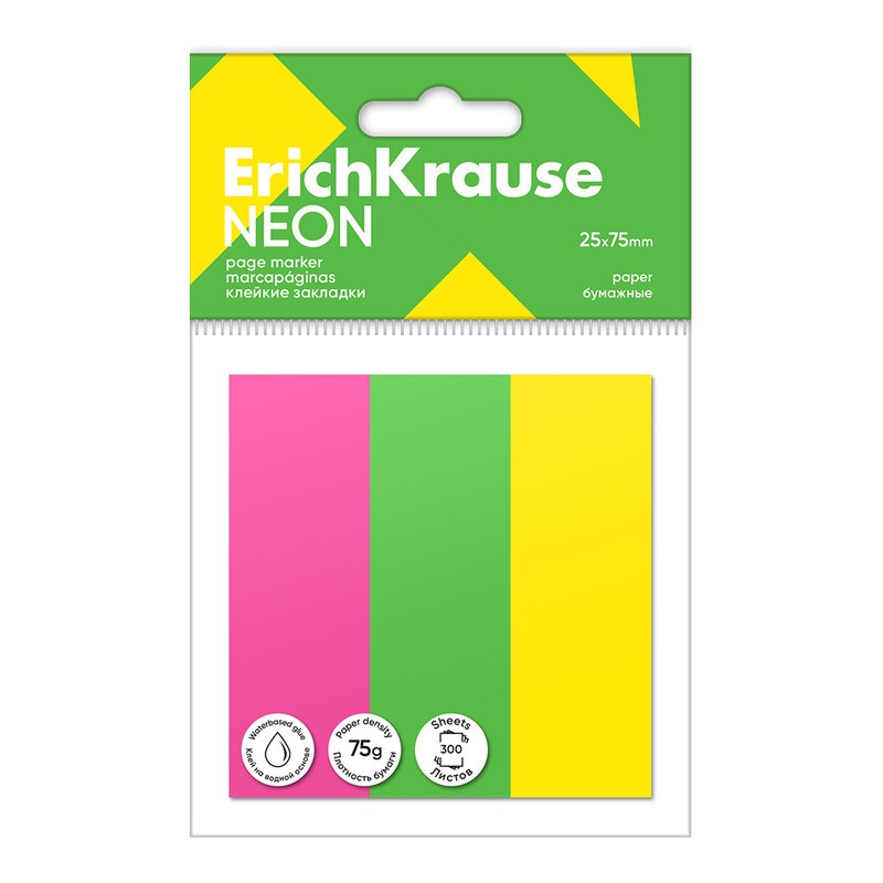 Стикеры -закладки 25*75мм 3цв*100л 61563 Erich Krause