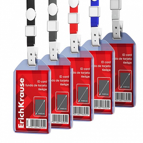 Бейдж 54*85мм верт с лентой прозрачн ассорти 62080 Erich Krause