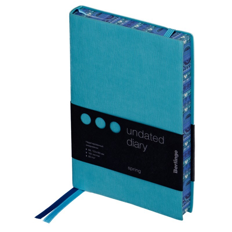 Ежедневник недатированный В6 цветной срез кожа бирюзовый 88604 Berlingo