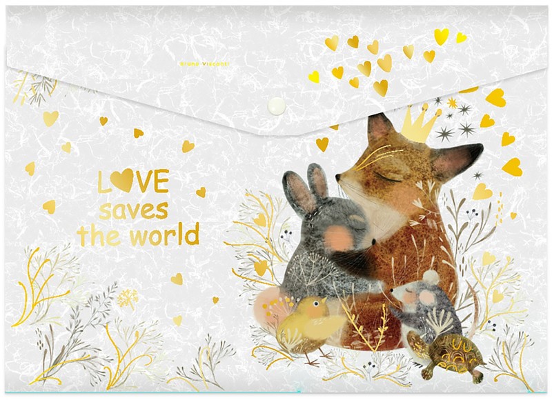 Папка на кнопке А4 пласт Love me Любовь как она есть 14-036/13 Bruno Visconti