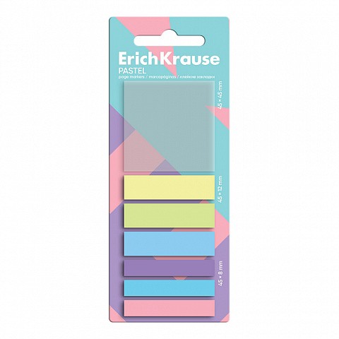 Стикеры -закладки пласт 7цв 140л ассорти Pastel 63164 Erich Krause