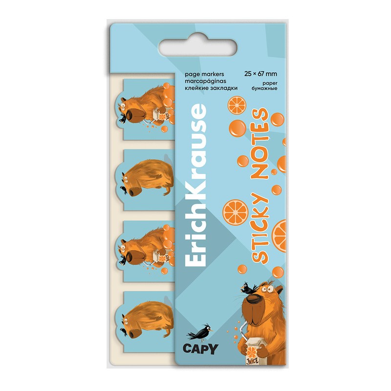 Стикеры -закладки бум 25*67мм 80л фигур Happy Capy 61590 Erich Krause