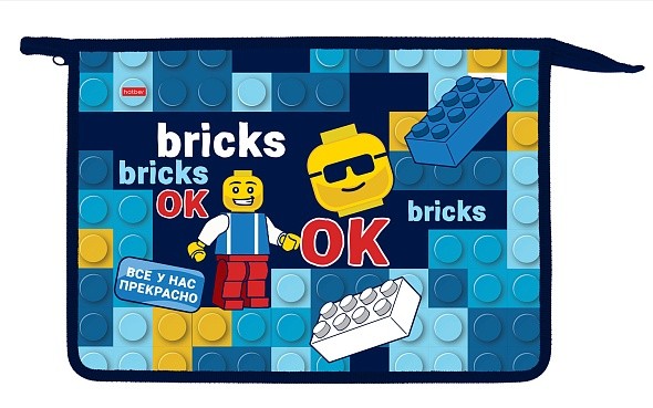 Папка д/мальч А4 2отд пласт на молн Bricks 07073 Хатбер