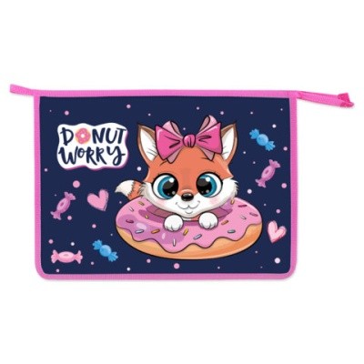 Папка д/тетр А4 д/дев 1 отд пластиковая на молнии Не беспокойся (Donut worry) 272136 Юнландия