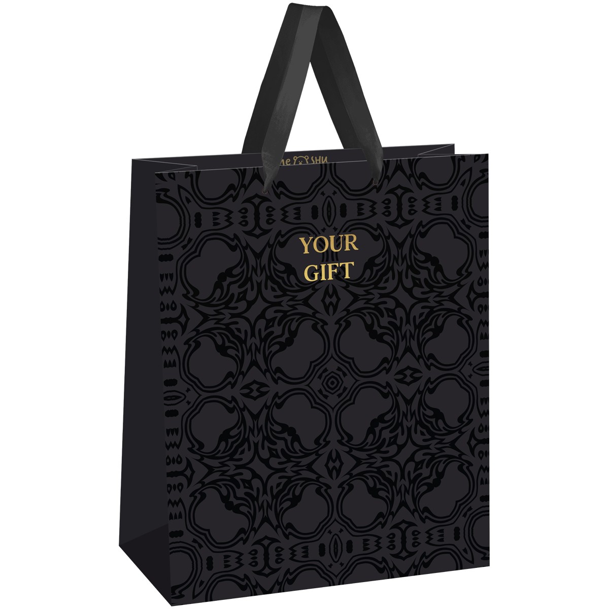 Пакет подарочный 33*42*12см MESHU Black velvet/Черный бархат, фольга,  матовая ламинация