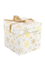 Коробка складная подарочная MESHU Snowflake, (15*15*15см), с лентой, отд фольгой