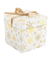 Коробка складная подарочная MESHU Snowflake, (15*15*15см), с лентой, отд фольгой