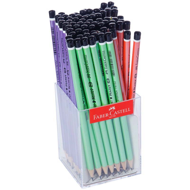 Карандаш ч/г Faber-Castell Pearly HB, круглый, заточен., ассорти, пл. стакан