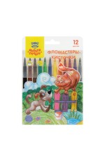 Фломастеры-кисти Мульти-Пульти Невероятные приключения, 12цв., смываемые, ПВХ бокс, европодвес